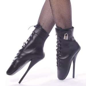    1025, 7 Spike Heel Ballet Ankle Boots W/ Padlock 