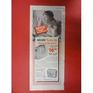  Arvin Radios. 1950 Print Ad (woman/bed/radio.) Orinigal Vintage 