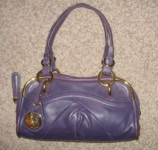 Makowsky Purple Glove Leather East West Shoulder Handbag  