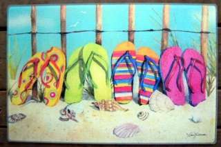 Flip Flops Cutting Board Glass Beach Counter Saver Summer Sandals 