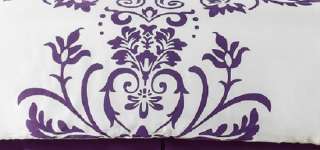   Silk White Purple Floral Flocking Comforter Set Bed in a bag Queen New