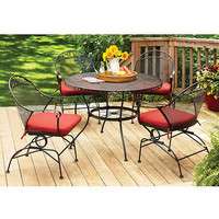 Clayton Red Home Furniture 5 Piece Outdoor Patio Dining Seating Set 