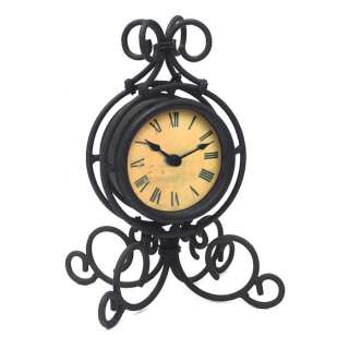 NEW Antique Black Wrought Iron Table or Desk Clock  