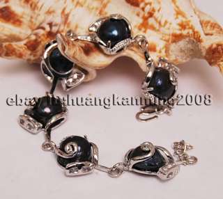 charming Irregular Black Pearl Bracelet 7.5  