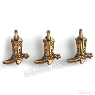 70x 141150 New Wholesale Bronze Cowboy Boots Charms Dangle Pendants 