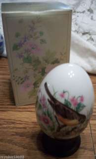 Avon 1984 Spring Four Seasons Bird Egg w Stand & box  