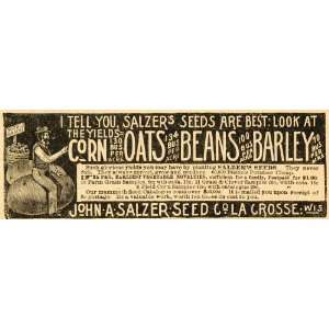  1893 Ad John A. Salzer Farm Seeds Corn Oat Beats Barley 