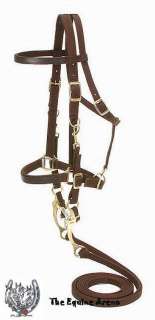   Brown Nylon Halter/Bridle Combo with Matching Reins and Bit  