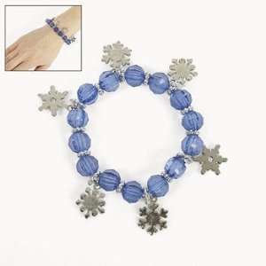  Dozen Blue Snowflake Beaded Charm Bracelets Toys & Games