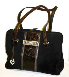   BRIGHTON Black & Brown croc leather TOTE BUSINESS BRIEFCASE bag purse