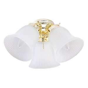   , White Ribbed Bell Glass Light Kit, Antique Brass