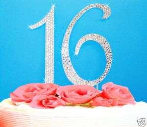 Small Sweet 16 Birthday Swarovski Crystal Cake Topper  