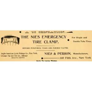 com 1896 Ad Nies Person Bicycle Emergency Double Tube Tire Clamp Bike 