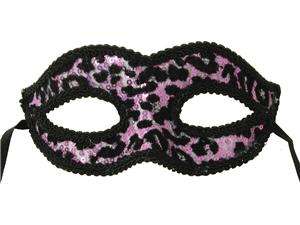    Electro Petite Costume Mardi Gras Mask Pink/Black Leopard 