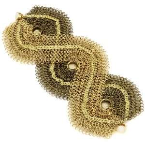  Nancy Bacich Chain Mail Mesh Gold and Brass Wave Bracelet 