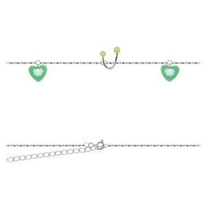   Belly Button Ring Heart Navel Body Jewelry Dangle Waist Chain 14 Gauge