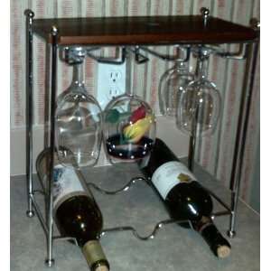  3 Bottle Wine Rack & Stemware Holder