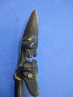   Antique Haida NW Indian Carved Totem Handle Carved Horn Serving Spoon