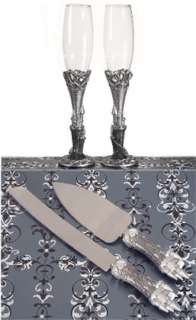 7pc Platinum CASTLE Wedding Guest Book/Pen Kinfe Toasting Flutes Set 