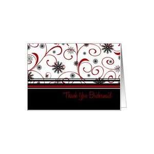 com Bridesmaid Thank You Winter Wedding Card   Red Black & White Card 