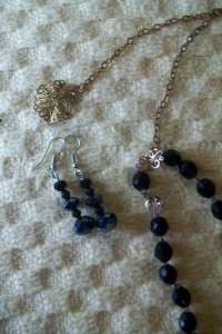 Custom Black Tiered Rosary Necklace & Earrings UNIQUE  