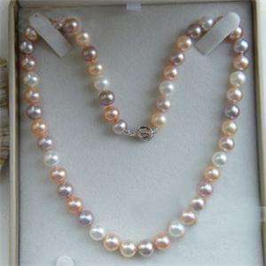 Charming 18Akoya AAA 7 8mm Multicolor Pearl Necklace  