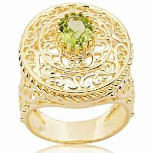    18k Gold Over Sterling Silver Peridot Cameo Inspired Ring Jewelry