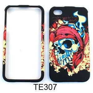 CELL PHONE CASE COVER FOR APPLE IPHONE 4 PIRATE SKULL ON BLACK Cell 