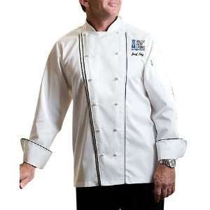 Chef Works ECTW WHT Venice Egyptian Cotton Chef Coat, White with Black 