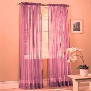  2 Piece Solid Pink Lilac Sheer Window Curtains/drape 
