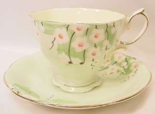 Royal Albert Crown China Green Blossom Cup and Saucer  