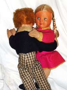 Antique Deans Dancing Boy and Girl Cloth Dolls  