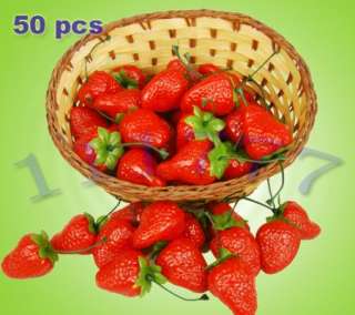 50pc fake strawberry artificial fruit kitchen decor new  