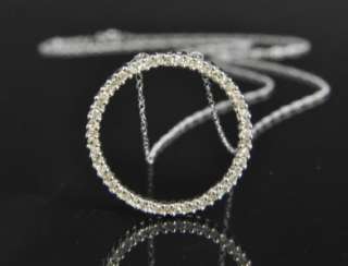 10K White Gold Diamond Eternity Circle Pendant Necklace  