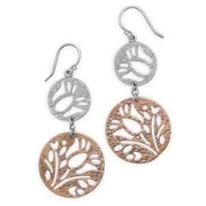  Silver and Copper Disc Earrings Jewelry