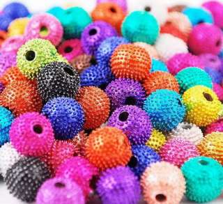   12Pairs 12Colors 43MM Hinged Hook Earrings 10MM Charms Disco Ball Bead