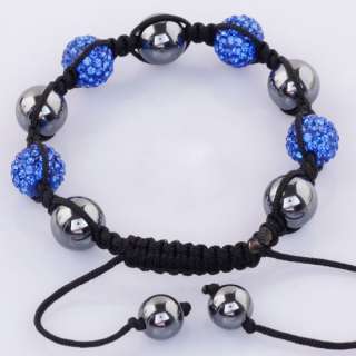   Czech Crystal Disco Ball Beads Adjustable Cord Charm Bracelets Bangle