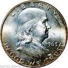 1963 d 50c silver ben franklin half dolla r bu+ slabbed $ 22 95 time 