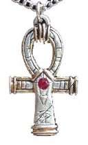   Store   Egyptian Cross Ankh with Red Crystal Pendant 20 Necklace