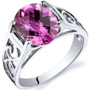 Checkerboard Cut 3.50 carats Pink Sapphire Solitiare Ring in Sterling 