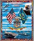 Marine Corp Tapestry Afghan Throw Made in USA Eagle Jet Planes Ships 