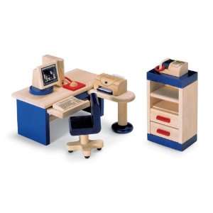 : Pintoy: Study Office Dollhouse Play Set incl. Desk, Swivel Chair 