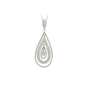   White Gold 0.09 ct. Diamond Teardrop Shaped Necklace   16 Jewelry