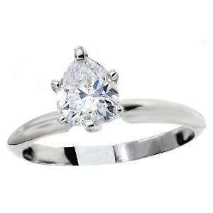  3/4 ct Pear shaped diamond solitaire ring. All 14Kt white 