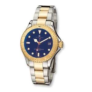  Mens Charles Hubert 14k Gold plated Two tone Blue Dial 
