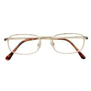Dr. Dean Edell (C43) Rectangle Reading Glasses, Gold With Pocket Clip 