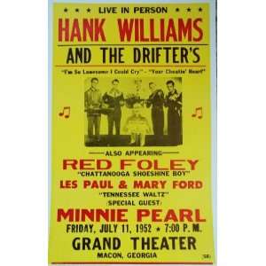 Hank Williams and The Drifters w/ Red Foley & Minnie Pearl Poster