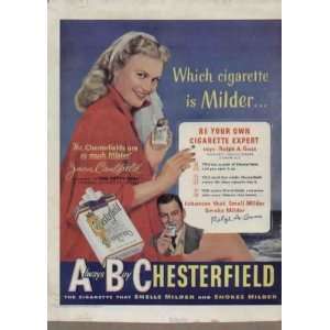 JOAN CAULFIELD .. 1950 Chesterfield Cigarettes Ad, A3151. See JOAN 