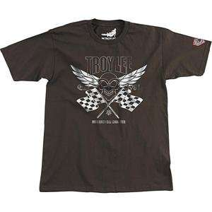  Troy Lee Designs Skull T Shirt   Small/Brown Automotive