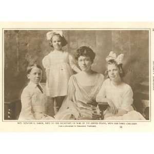 1918 Print Mrs Newton D Baker & Family Wife of Secretary 